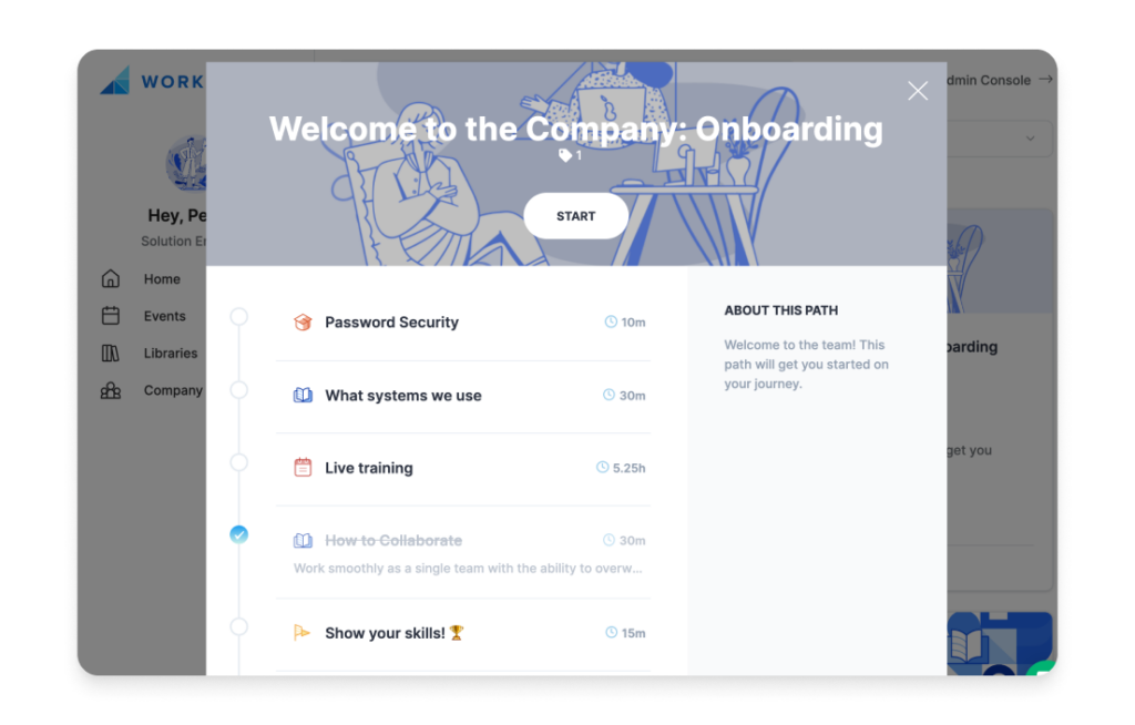 Example of WorkRamp onboarding dashboard