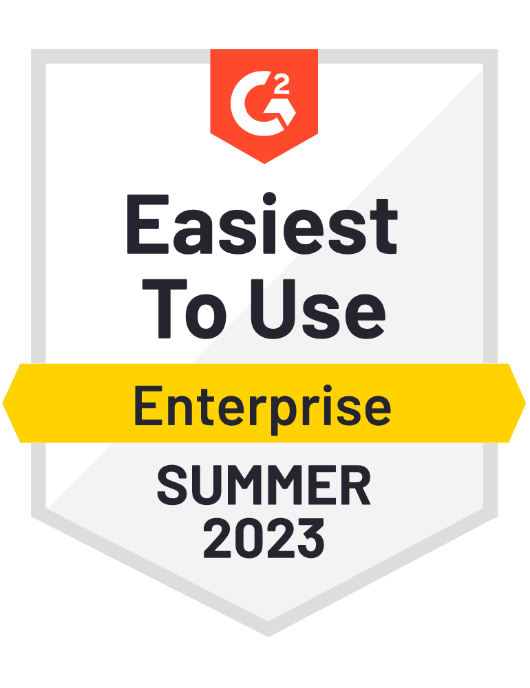 G2 Award Banner Easiest to Use Enterprise Summer 2023